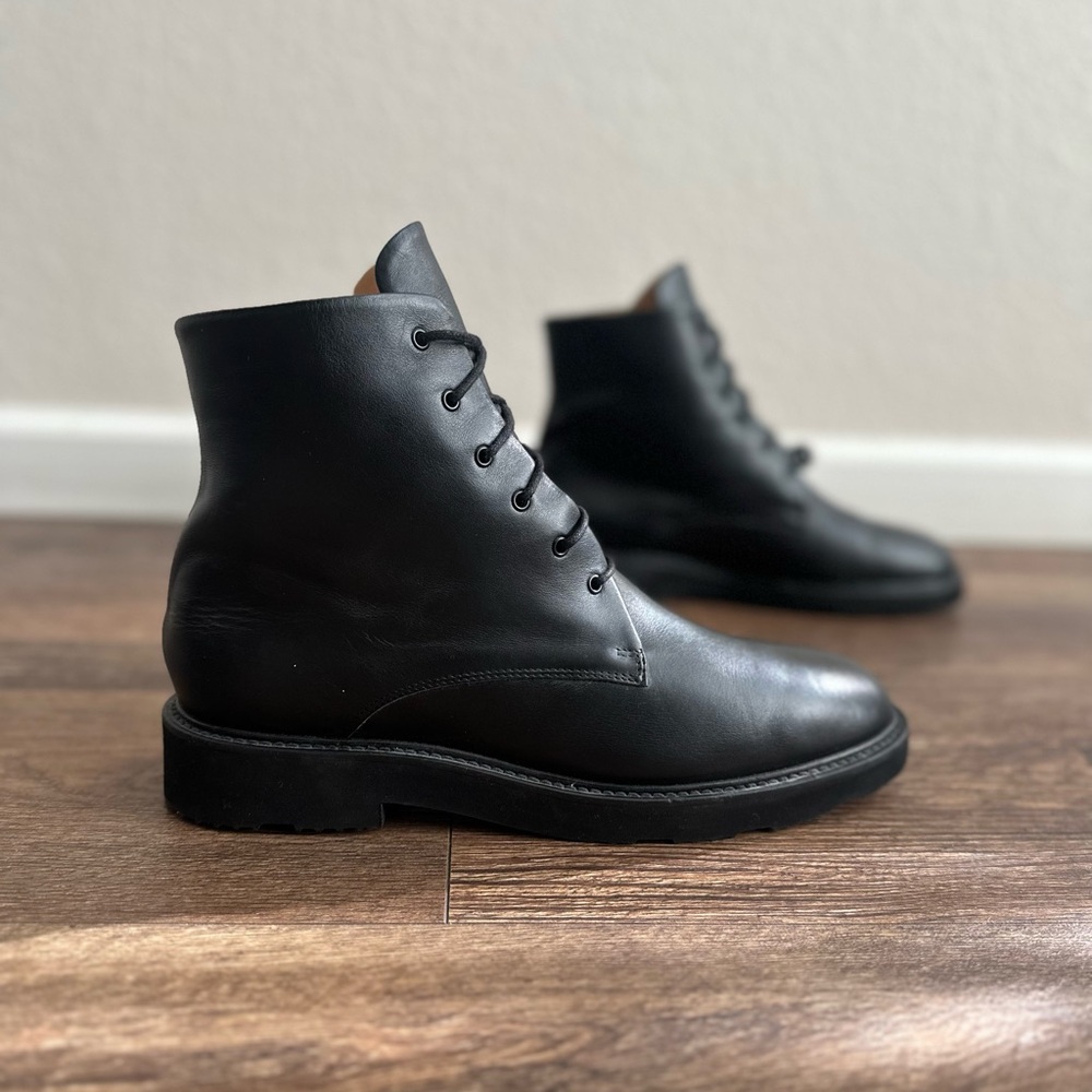 Dear Frances Park Butter Soft Black Leather Combat Boots Made In Italy Size 42